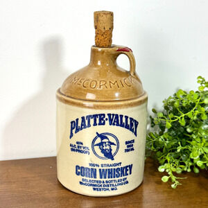 Vintage Platte Valley Whiskey Jug McCormick Ceramic Bottle Crock Decanter USA